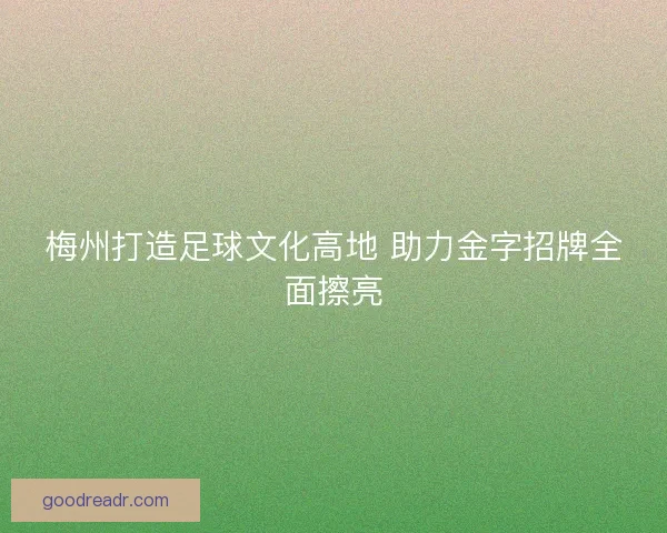 梅州打造足球文化高地 助力金字招牌全面擦亮